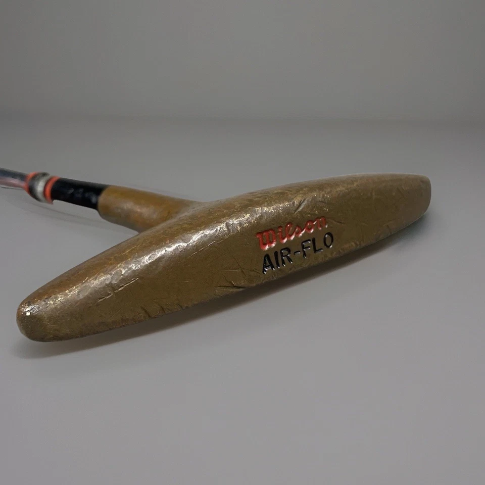 Vtg Wilson AIR-FLO Putter RH T-Bar Brass Mallet Head All Original Classic ~35” - Image 2 of 4