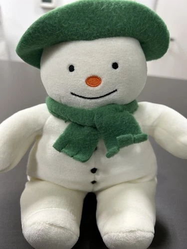 vintage   10" Eden / Raymond Briggs plush SNOWMAN with green hat