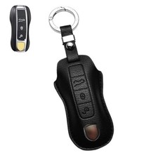 Key Fob Cover for Porsche, Leather Key Cover Case Shell for 911 Cayenne Black