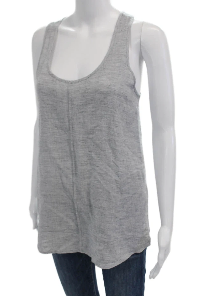 Camiseta sin mangas básica de mezcla de lino gris marca J para mujer talla XS Foto 2 de 4