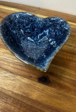 Heart Shaped Bowl Blue Glaze Ceramic  Trinket Dish Home Ornament/Gift