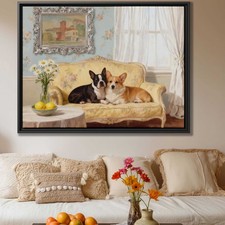 Oil Painting Dog Boston Terrier Canvas Print Living Room Decor Cozy Puppy Art