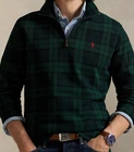 NWT Polo Ralph Lauren Navy/Green BLACK WATCH PLAID Half-Zip Men's M RED PONY
