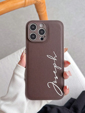 For iPhone 17 16 15 14 13 12 Pro Max Custom Name Personalized Leather Case Cover