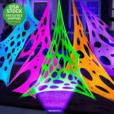 Glow in the Dark Giant Spider Web Halloween Decoration 1300 Sqft with Stakes