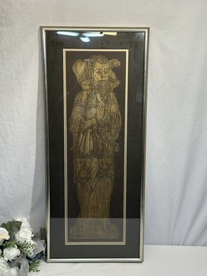 Large Vintage Brass Rubbing Art 14 x32.5  Sir Roger de Trumpington Unique Art