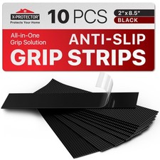 Rubber Grip Tape Strips - 10 PCS Pack of Non-Abrasive Grip Stickers - 2"x8.5"...