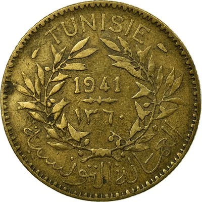 [#456861] Münze, Tunesien, Anonymous, 2 Francs, 1941, Paris, SS, Aluminum-Bronze - Bild 1 von 2