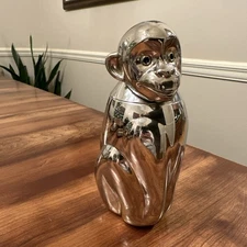 Monkey Bar Cocktail Martini Shaker Drink Mixer Cup silverplate Godinger Rare!