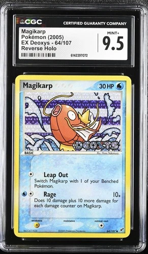 CGC 9.5 MINT+ Magikarp 64/107 EX Deoxys Reverse Holo Stamped Pokemon Card