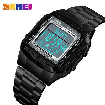 SKMEI Sportuhren Rechteck Herrenuhr Mode Jungen Digital Sport Armbanduhr DE