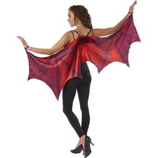 Dramatic Red Dragon Cape with Horns Wings for Women's Halloween Costume