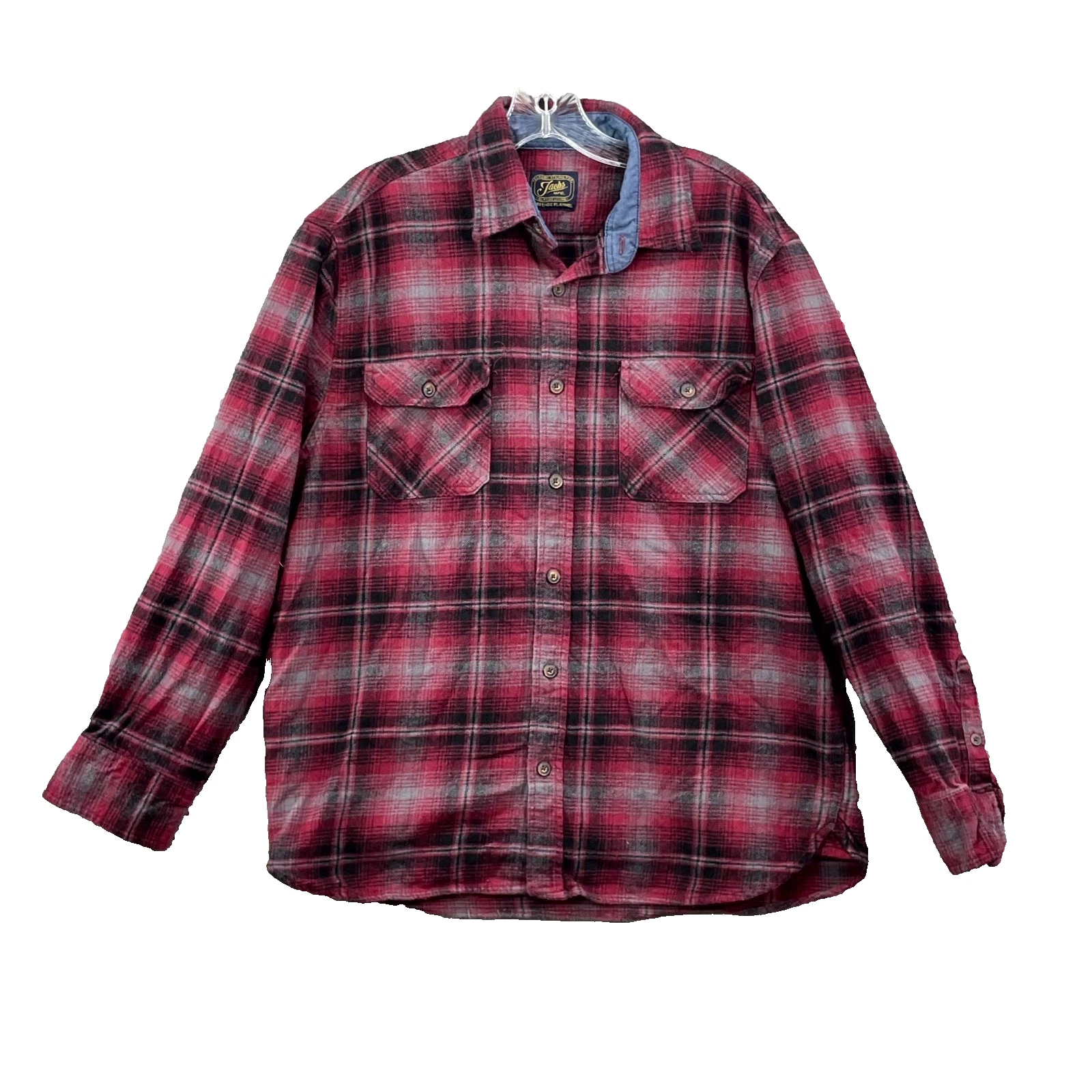 Jachs NY Heritage Flannel Shirt Men's XL Red Plaid Button Up Gorpcore Outdoor
