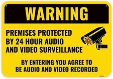 1PC Warning Video and Audio Surveillance Recording Sign, 10 x 7 Inches - Aluminu