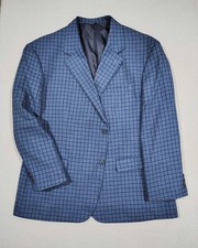 Oak Hill Sport Coat Blazer Jacket Mens 50/52R Plaid Blue Two Button 2XL