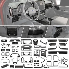 Black Wood Center Consol Dash Full Set Cover Trims Decor Kit For Ford F150 2021+
