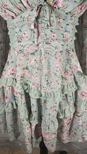 Altar'd State Sage Green Sz M Gorgeous Dress With Lace , Ruffle And Back Details - Picture 4 of 11