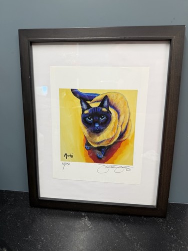 Michelle Mardis Kahlua Cat Signed Ltd Ed Print 42/250 Framed 13x16 Art