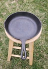 1930s Birmingham Stove & Range #8 Even Sitting Seasoned Cast Iron Skillet