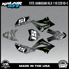 Graphics Kit for Kawasaki KLX110 KLX110R/RL (2010-2024) Cyberware-Green