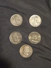 1935-1962 Franklin And Walking Liberty Half Dollars Lot Of 5 Stamped By Topcoin.