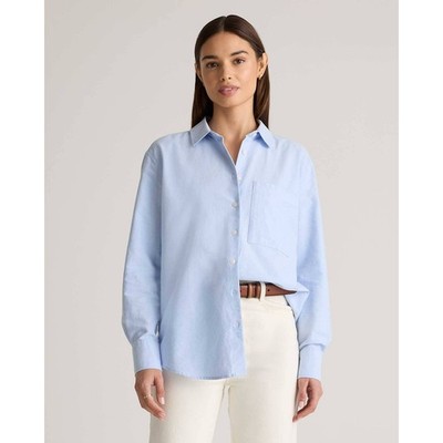 Quince Organic Cotton Relaxed Oxford Shirt Blue Oversized Boxy Button Down XL