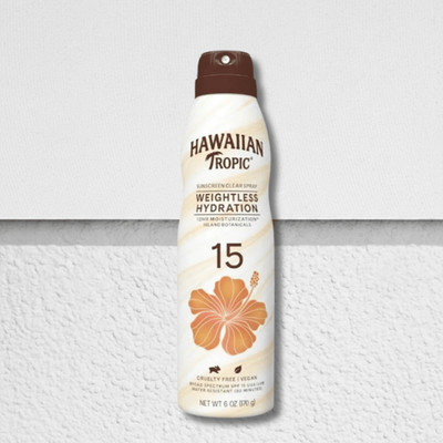 Hawaiian Tropic Sunscreen Clear Spray Weightless Hydratation SPF 15 6oz