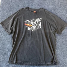 Hot Leathers Shirt Mens 2XL Black Too Loud Too Bad Flame Graphic Motorcycle Tee
