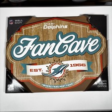 New NFL Miami Dolphins 3D Fan Cave Logo Wood Wall Sign 12.5" x 17"
