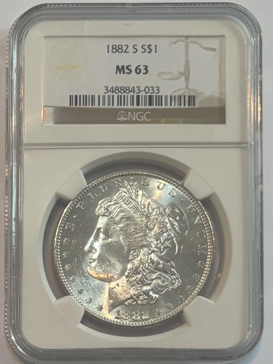 Silver MS 63 Graded 1882 Year Morgan US Dollars (1878-1921) for