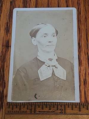 CDV Photo Portrait Older Woman Side Profile  Cheeks Gaunt Hollow Stare 1870s 