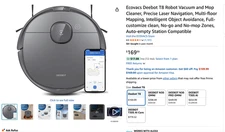 Ecovacs Deebot T8 Robot Vacuum and Mop Cleaner, Precise Laser Navigation