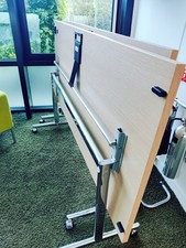 Folding Conference Tables With Wheels In White With Brushed Aluminium Feet