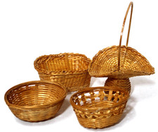 Mini Wicker Baskets Woven Rattan Craft Supplies Set 4