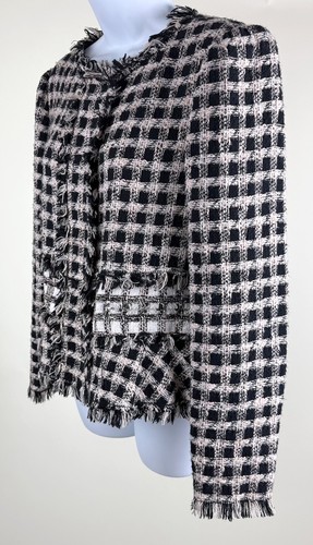 Women's Rebecca Taylor Black Pink Check Tweed Blazer Jacket Size S? - Picture 4 of 6