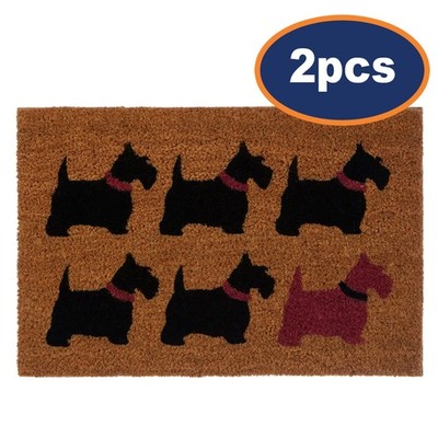 2 Stück rutschfeste Scottie Dog Kokos Fußmatte PVC Rückseite robuste Fußmatte 60 x 40 cm