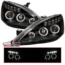 Black Projector Headlights Fits 2003-2007 Honda Accord Led Strip Halo Lamps Pair