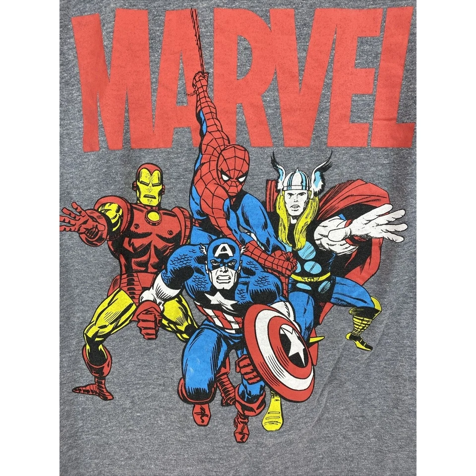 Marvel Avengers Hulk Iron Man Captain America Jersey T-Shirt Boys Large 11-13 - Image 2 of 4