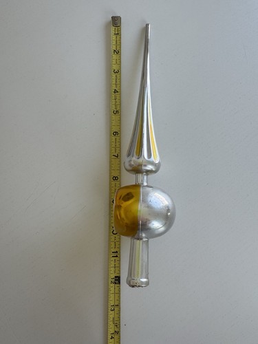 Italienische Weihnachten Silber Gold Baumspitze Vintage Kunststoff Ornament Italien 12" - Bild 5 von 7