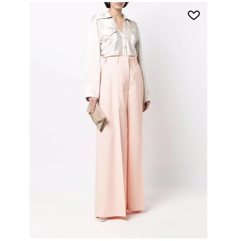 Pantalones Pantalones Stella McCartney Pierna Ancha Cintura Alta Diseñador Melocotón Nuevos con Etiquetas 42 8