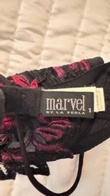 LA PERLA MARVEL Gorgeous Flower Pink & Black Embroidered Bra US 32B  MADE ITALY