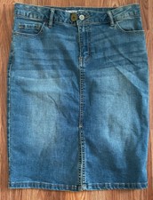 Women s ROUTE 66 Blue Denim Pencil Stretch Skirt w/Front Slit, Size Medium
