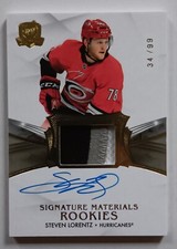 2020-21 UD The Cup Signature Materials Rookies Steven Lorentz /99 Canes Leafs