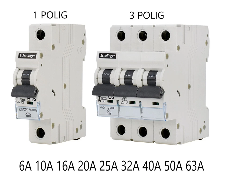 SCHELINGER LS-Schalter Leitungsschutzschalter Sicherungsautomat B, C 1-polig/3-polig 6A-63A