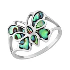 Glowing Mystic Butterfly Rainbow Abalone Sterling Silver Ring-9
