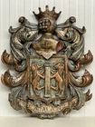 SALE !!! Exceptional Large Coat of Arms carved in polychromed wood