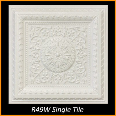 DIY Ceiling Tiles, Glue Up, Foam, 20x20, R49 White Pack of 48 (126 s/f)