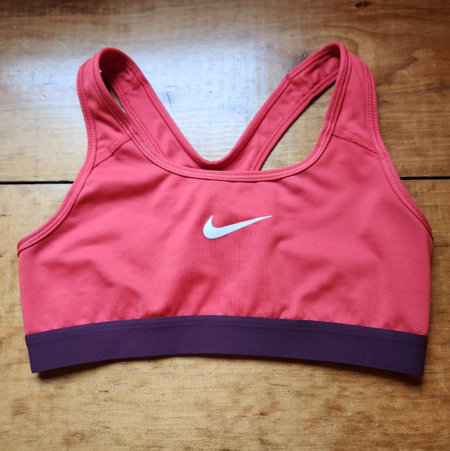 Nike Sports Bra Dri Fit Racerback Swoosh Orange Sz Small-image