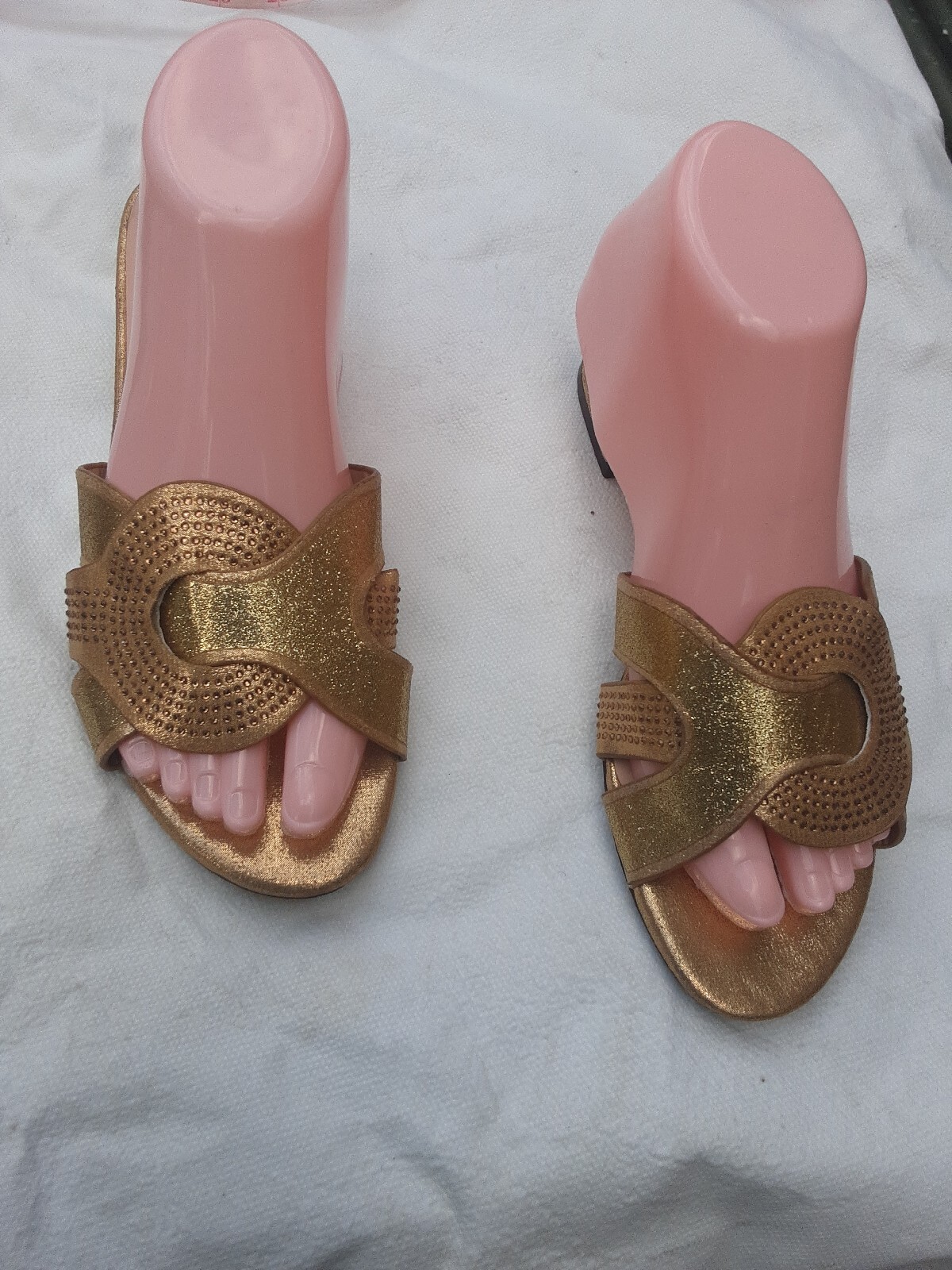 PANTOFOLA D’ORO Pantofole donna oro sposa scintillanti festa sera muli africani sera tg 38