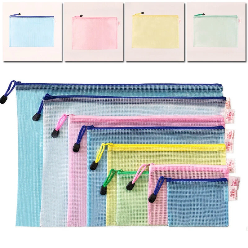 A3 A4 A5 A6 PVC Mesh Zip File Bag Storage Document Folder